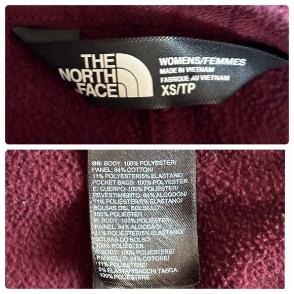 The North Face Hoodie Sweater Full Zipper Snap Button‎ Garnet Red sz XS/TP - Picture 8 of 8